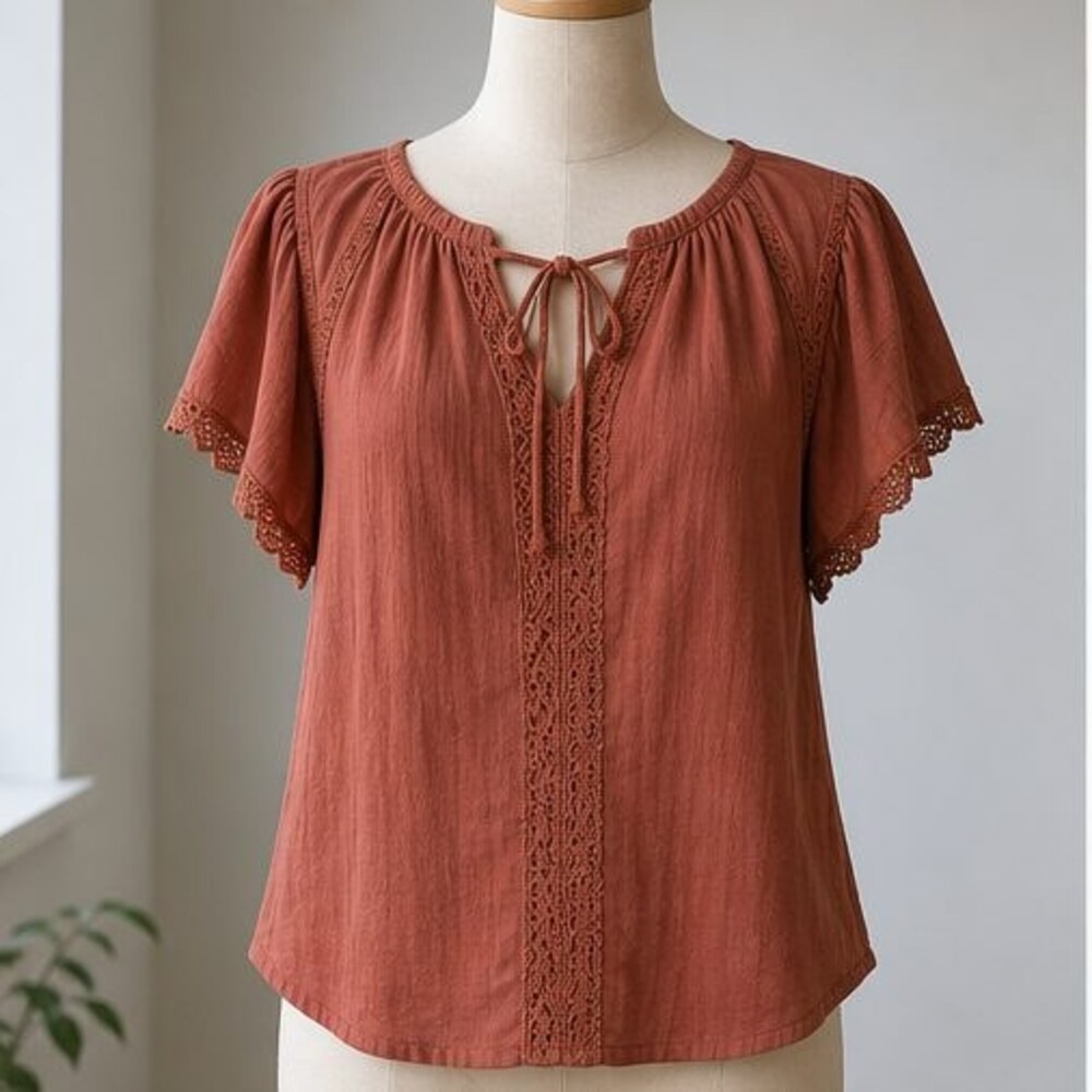 Rust V Neck Top